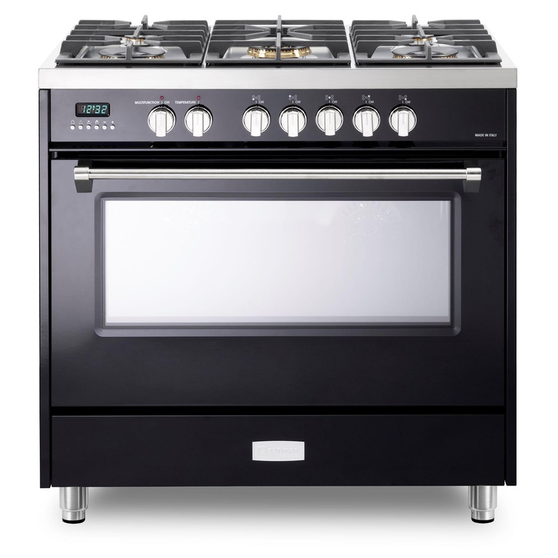 Verona VDFSGE365GB Designer 36″ Dual Fuel Single Oven Range – Gloss Black