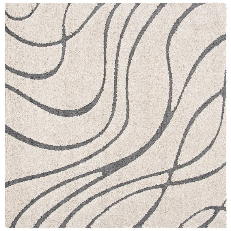Ashal Abstract Cream/Gray Area Rug Wade Logan Rug Size: Square 11′