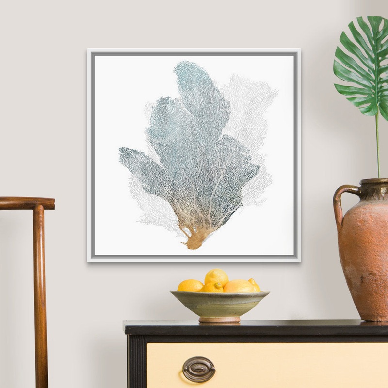 Delicate Coral II by Isabelle Z – Painting Print on Canvas Beachcrest Home Size: 26″ H x 26″ W x 1.75″ D Format: White Floater Framed Canvas