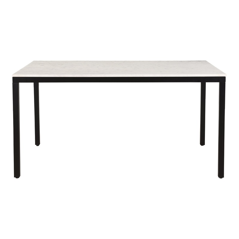 Modern Minimalist White Marble & Iron Dining Table