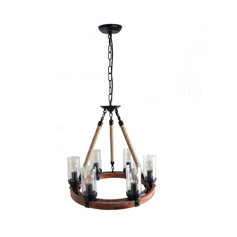 RUSTIC FARMHOUSE WOOD CHANDELIER