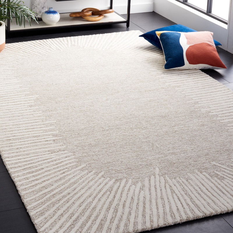 Antonyio Abstract Handmade Tufted Area Rug in Natural/Ivory Wade Logan Rug Size: Square 8′