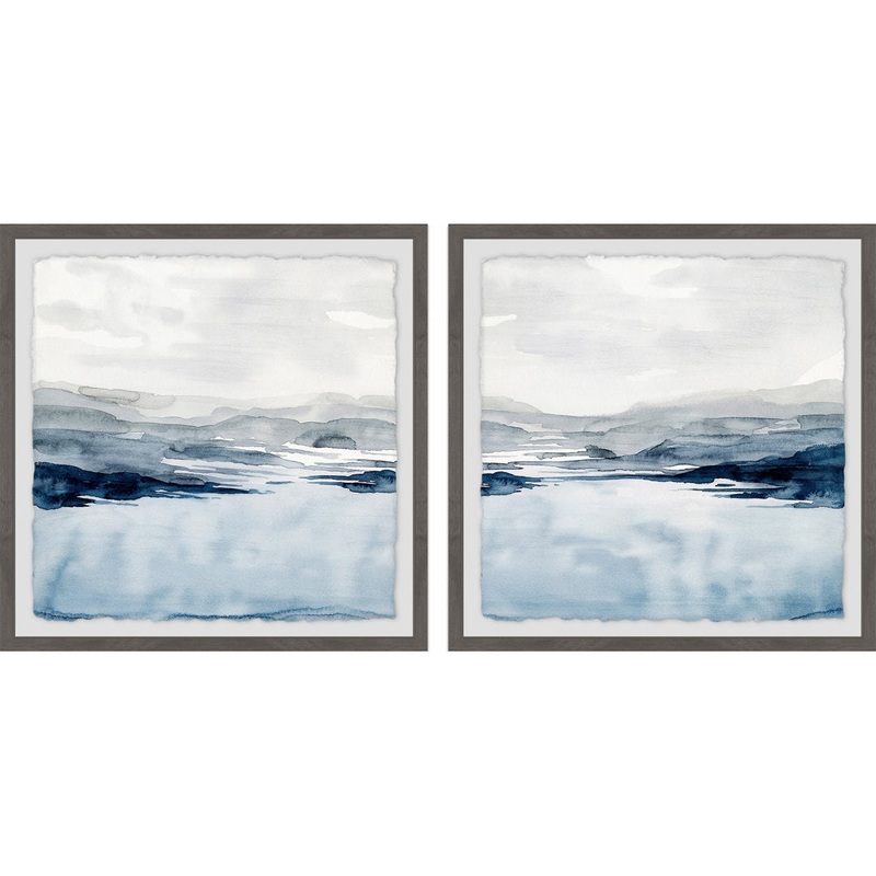 Faded Horizon III Diptych – 2 Piece Picture Frame Set Print on Paper Highland Dunes Size: 32″ H x 32″ W