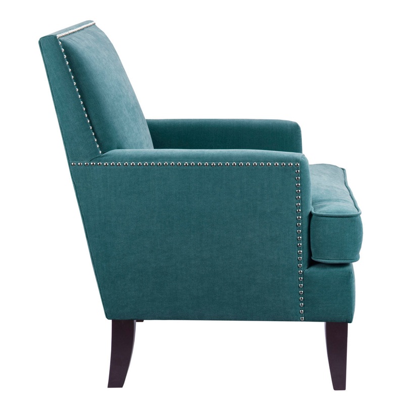 Colton Nailhead Club Chair Three Posts Upholstery Color: Teal Polyester