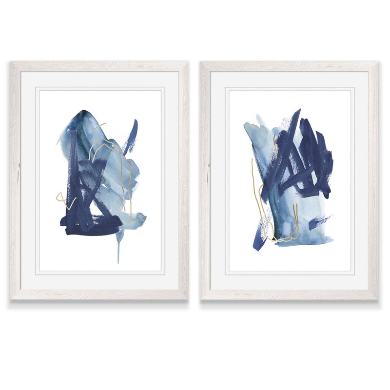 Indigo Collide I by Melissa Wang – 2 Piece Picture Frame Painting Set Lark Manor Mat Color: White Size: 24″ H x 18″ W x 1.25″ D Format: White Framed Paper