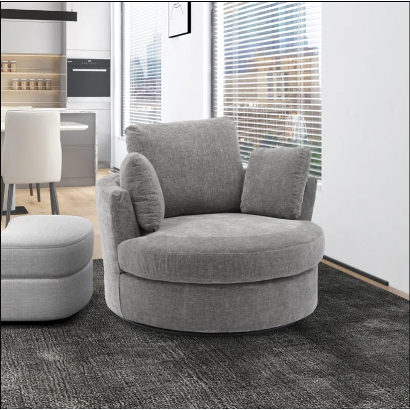 Latitude Run Upholstered Swivel Barrel Chair