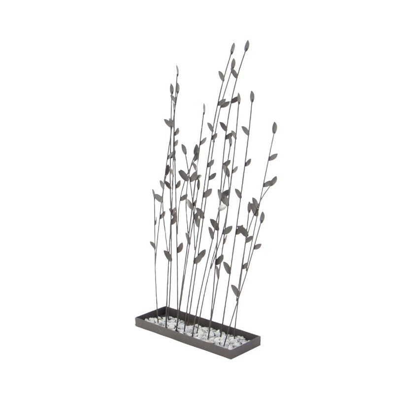 Phillipston Metal Floral Decorative Black Sculpture with Loose Stones Red Barrel Studio