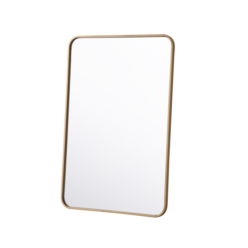 Sabine Metal Rounded Rectangle Wall Mirror RE/FINE Size: 36″ x 24″ Finish: Brass