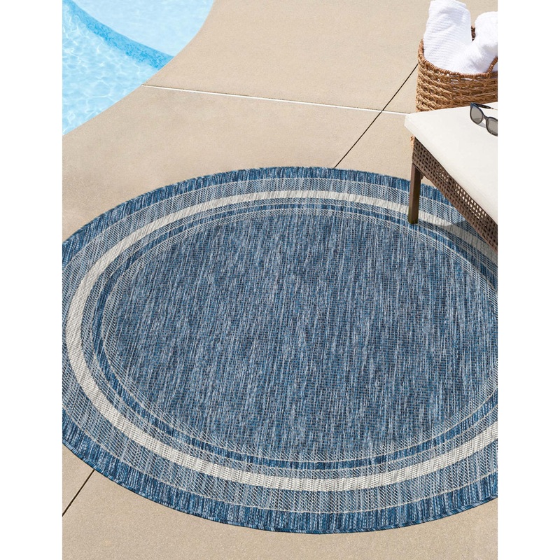 Swanee Blue Indoor / Outdoor Area Rug Arlmont & Co. Rug Size: Round 7’10”