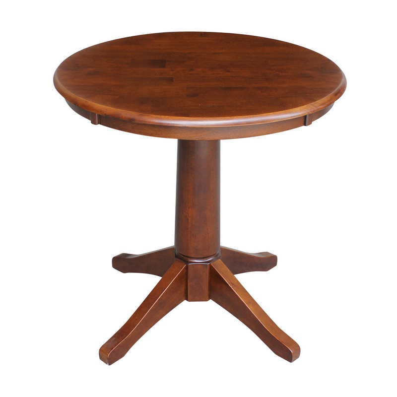 Thelma Solid Wood Pedestal Dining Table Lark Manor Base Color / Top Color: Espresso / Espresso Size: 29.9″ H x 30″ L x 30″ W