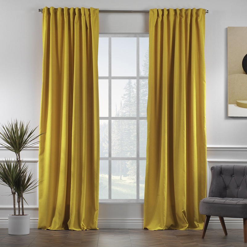 Extra wide x Extra Long Custom Made DecorativeSinglePanel Lilijan Home & Curtain Curtain Color: Mustard Yellow Size per Panel: 100″ W x 168″ L