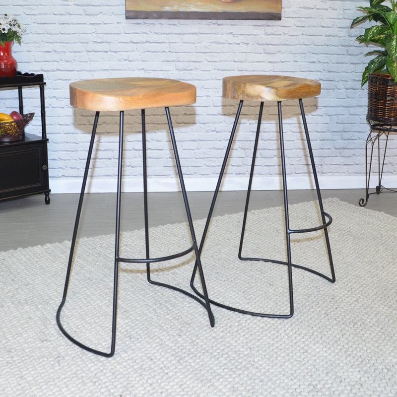 Keilia Solid Wood Bar & Counter Stool (Set of 2) Williston Forge Color: Natural/Black Seat Height: Bar Stool (31″ Seat Height)