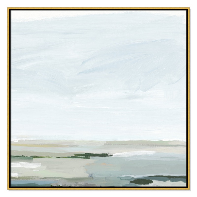 Pure Stillness – Floater Frame Painting Print on Canvas Joss & Main Size: 37.5″ H x 37.5″ W x 2″ D Format: Gold