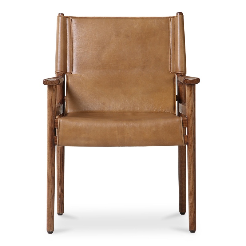 Sleek Modern Sling Chair – High-Quality Top-Grain Buffalo Leather & Sturdy Wood Frame