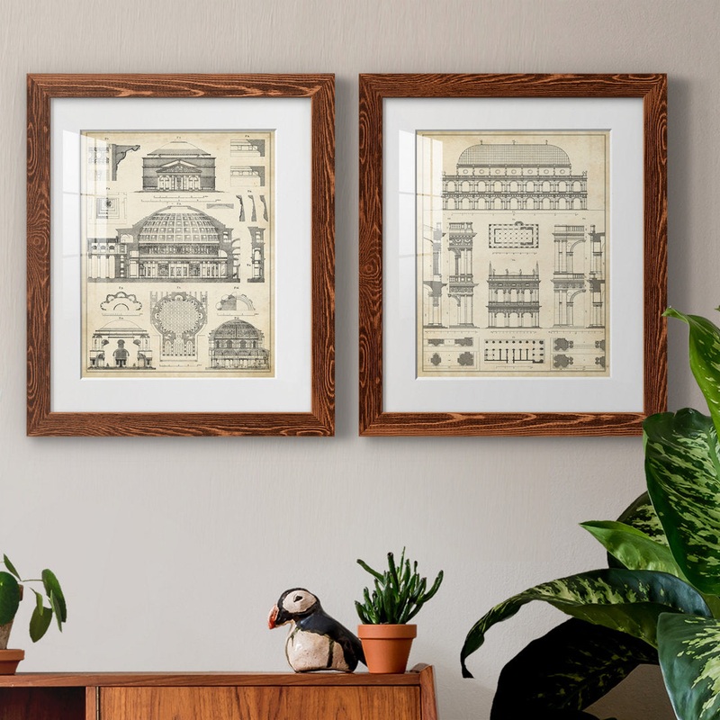 Vintage Architects Plan III – 2 Piece Picture Frame Graphic Art Print Set on Paper Williston Forge Size: 20″ H x 17″ W x 1″ D Format: White Framed Paper