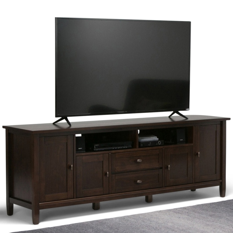 Warm Shaker SOLID WOOD 72 inch TV Media Stand  For TVs up to 80 inches Simpli Home Color: Tobacco Brown