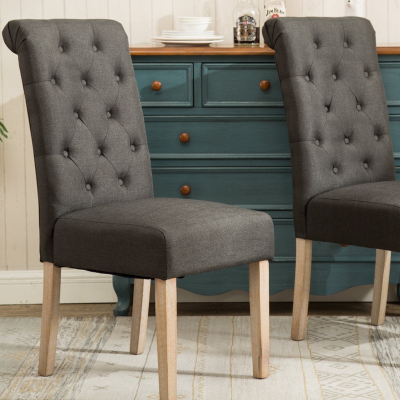 Charlotte Tufted Upholstered Parsons Chair (Set of 2) Red Barrel Studio Upholstery Color: Charcoal