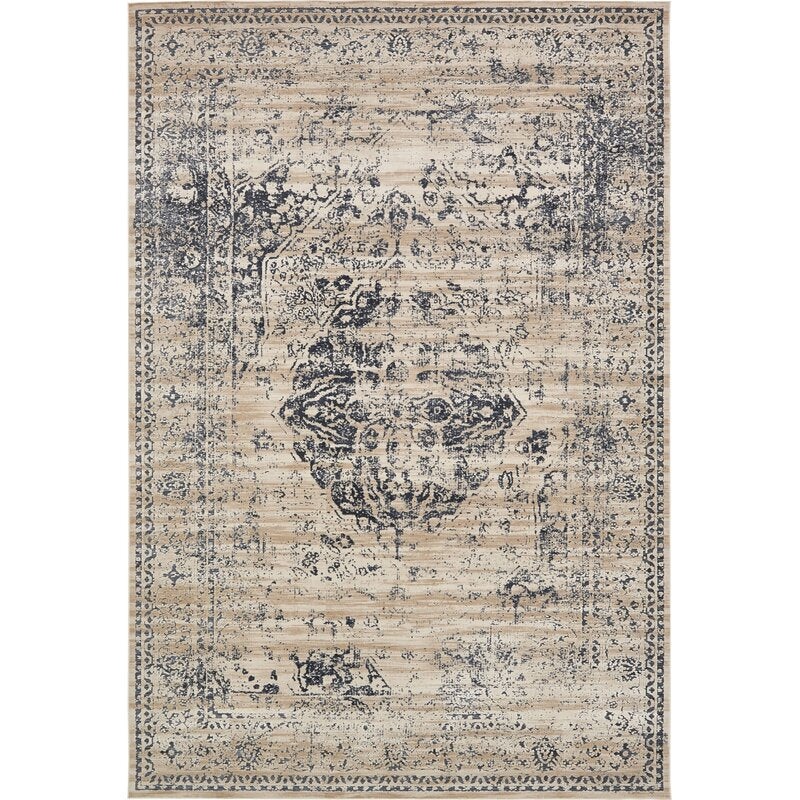 Lapointe Oriental Dark BlueBeigeCream Area Rug