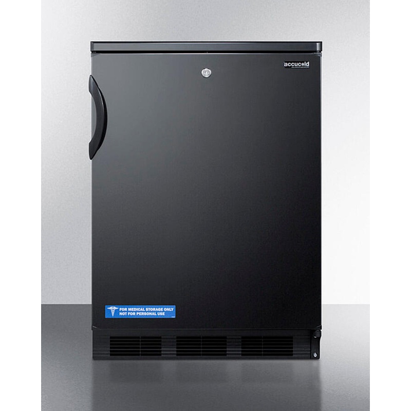 Summit FF7LBLK Commercially Listed Freestanding All-Refrigerator For General Purpose Use, With Front Lock, Automatic Defrost Operation And Black Exterior