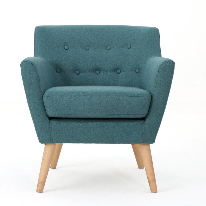 Tufted Polyester Armchair George Oliver Fabric: Dark Teal Polyester