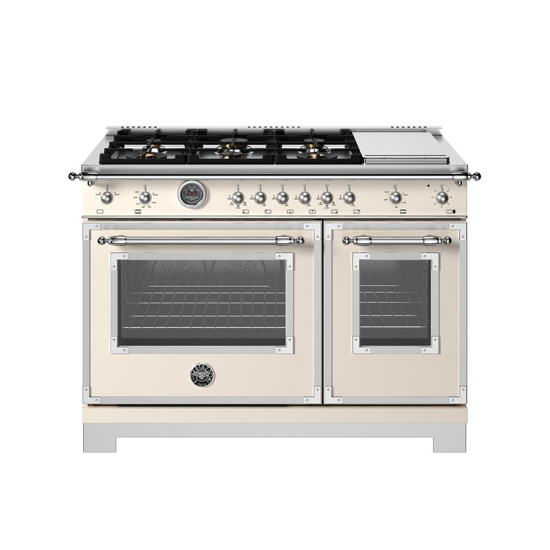 Bertazzoni HER486BTFGMAVT 48 Inch All-Gas Range 6 Brass Burner And Griddle Avorio