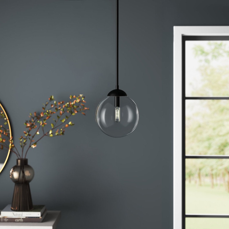 1-Light Single Globe Pendant Joss & Main Finish: Matte Black