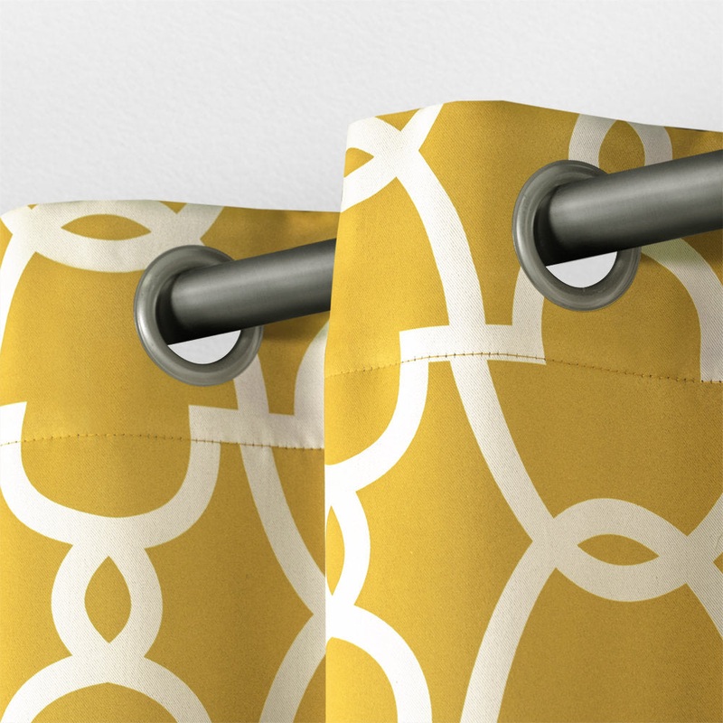 Andish Geometric Room Darkening Thermal Grommet Curtain Panels (Set of 2) Andover Mills Curtain Color: Yellow Size per Panel: 52″ W x 108″ L