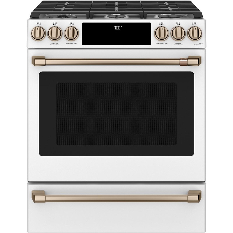 Cafe CGS700P4MW2 CAF(EBACK) 30″ Smart Slide-In, Front-Control, Gas Range with Convection Oven