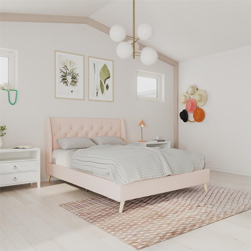 Her Majesty Tufted Upholstered Low Profile Platform Bed Novogratz Color: Pink Size: Full