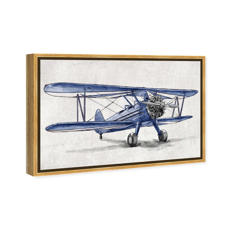 Bertineke Transportation Blue Vintage Aviator Airplanes – Painting Print on Canvas Wade Logan Size: 24″ H x 36″ W x 1.5″ D Format: Gold Framed Canvas