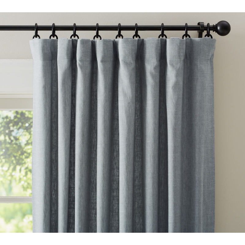 Emery Linen Curtain Mineral Blue 96″