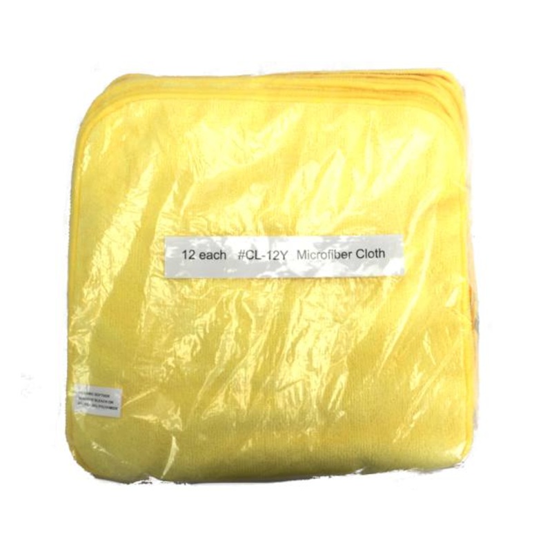 Jansan CL-12Y Pack of 12 Yellow Microfiber Cloths