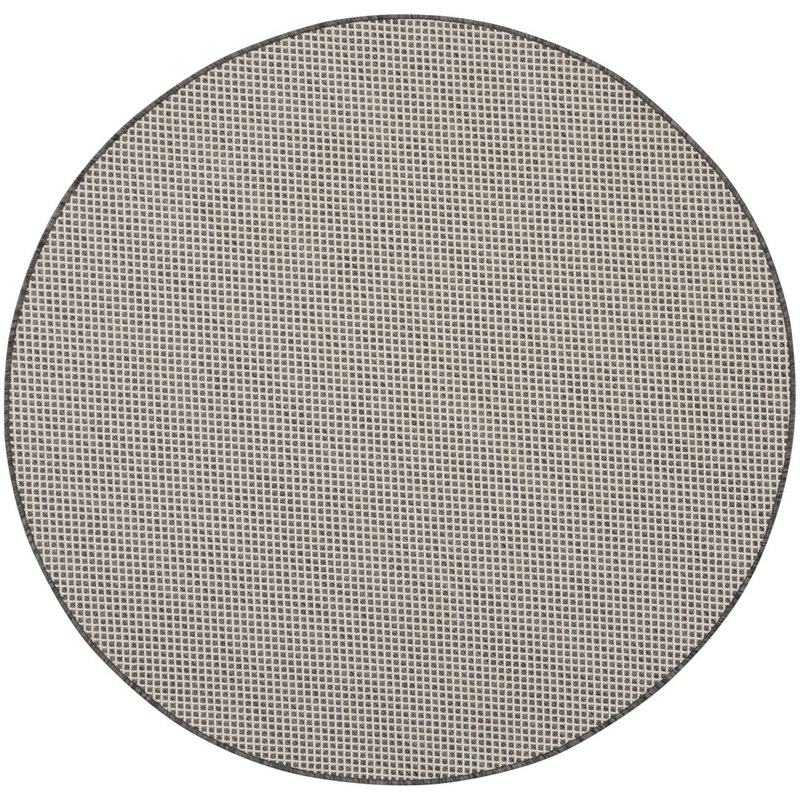 Leia Ivory/Charcoal Gray Indoor / Outdoor Area Rug Sand & Stable Rug Size: Round 5′