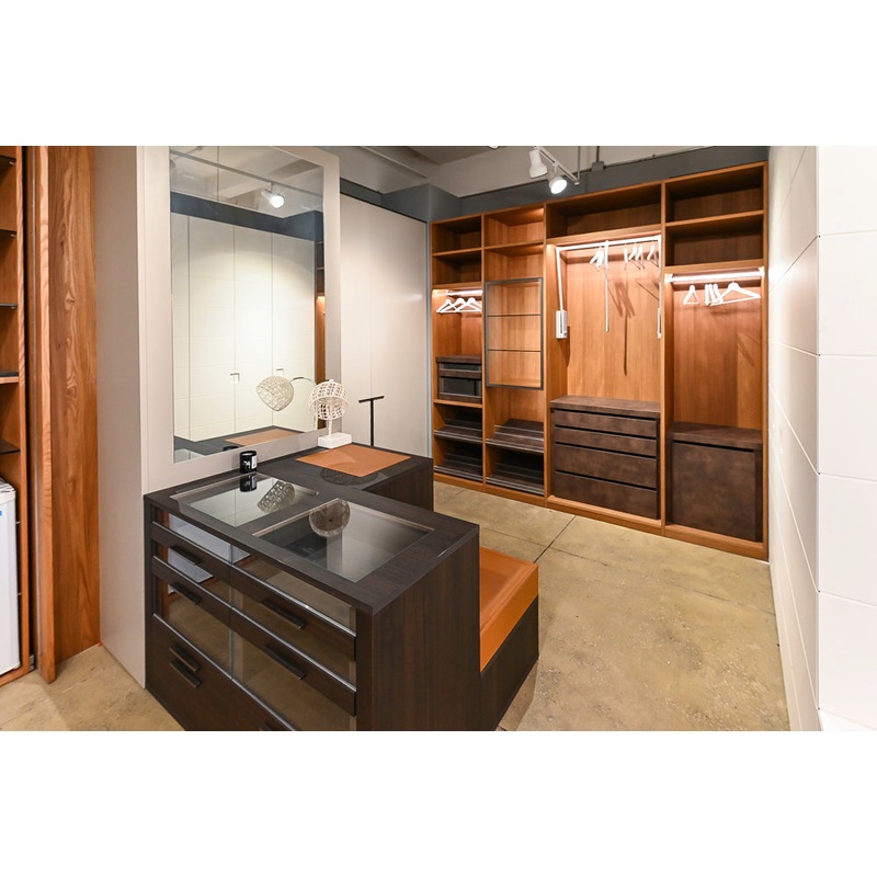 Modern Natural Wood Toned Complete Wardrobe Closet System