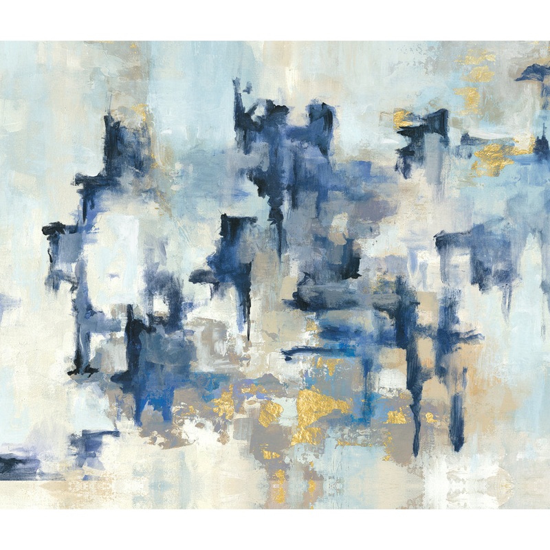Abstract Navy Gold Paint – Wrapped Canvas Painting Print Mercury Row Frame Color: Gold Size: 8″H x 12″W Format: Framed Print without Mat