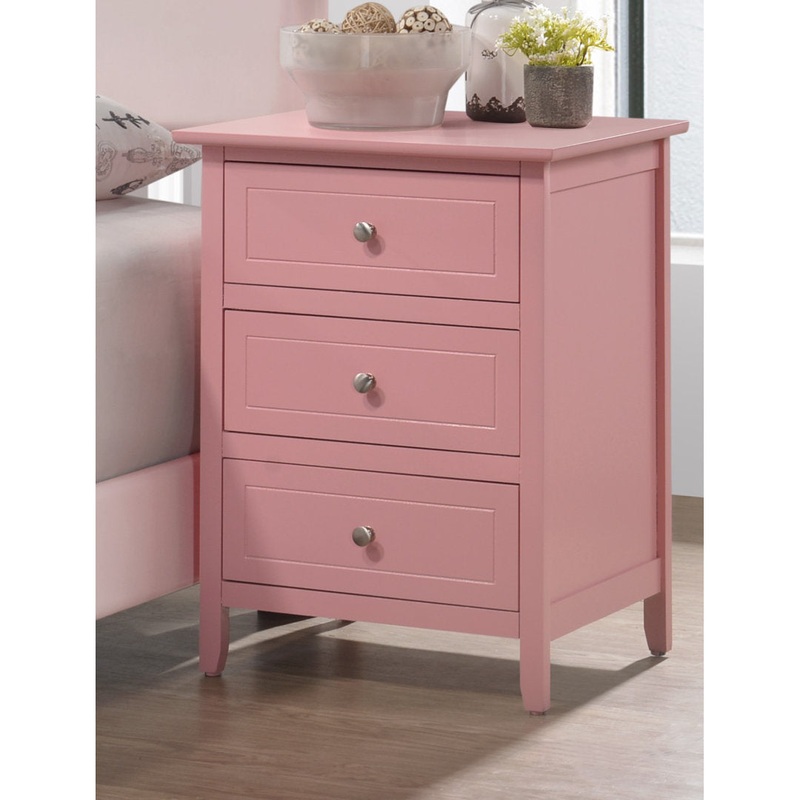 Emjay 3 – Drawer Nightstand Glory Furniture Color: Pink