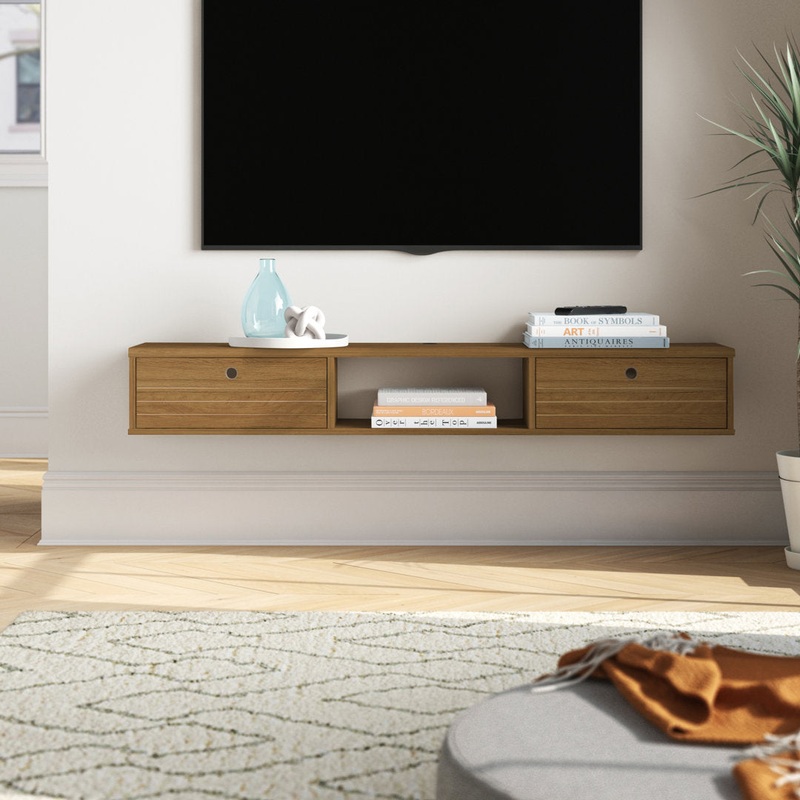 Oglethorpe Floating TV Stand for TVs up to 60″ Wade Logan Color: Cinnamon