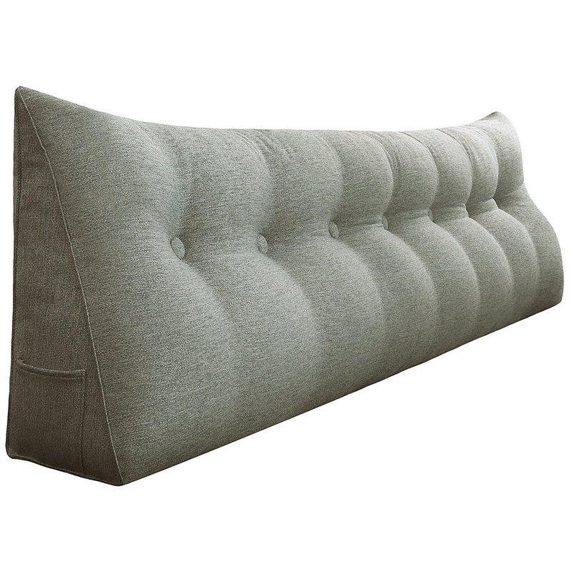 Sit-up Back Comfort Large Triangular Bolster Headboard Reading Wedge Pillow Versatile Bed Rest Positioning Support WOWMAX Color: Gray Size: 20″H x 76″W