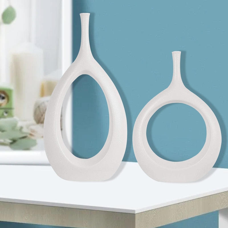 2 Piece Dinges Ceramic Table Vase Set Orren Ellis Color: White