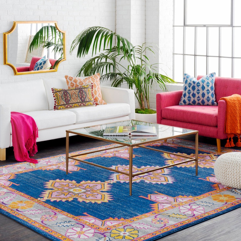 Adelia Oriental Blue/Orange Area Rug Langley Street Rug Size: Rectangle 6’7″ x 9′