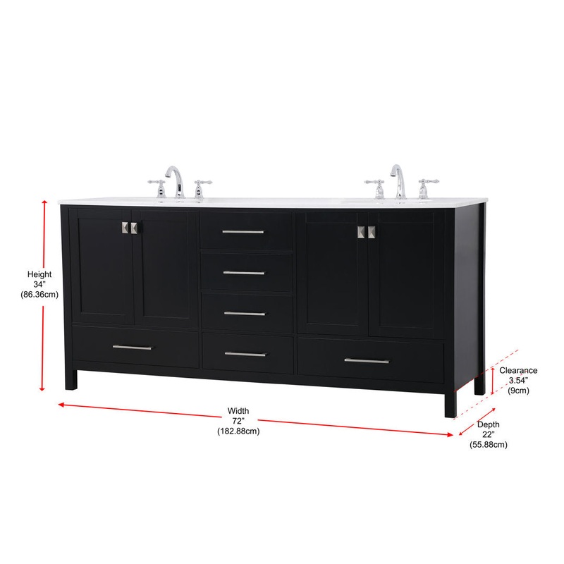 Bagdai 72″ Wide Bathroom Vanity Set Wade Logan Base Finish: Black, Top Finish: Calacatta Quartz