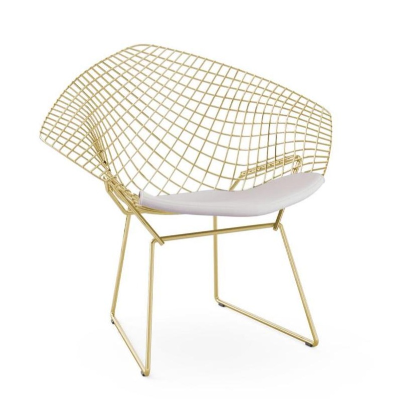 Bertoia Gold Plated Small Diamond Chair With Seat Pad
