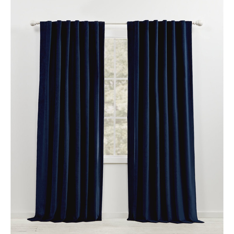 Lauren Ralph Lauren Waller 100% Cotton Blackout Curtain Lauren Ralph Lauren Curtain Color: Navy Size per Panel: 52″ x 108″