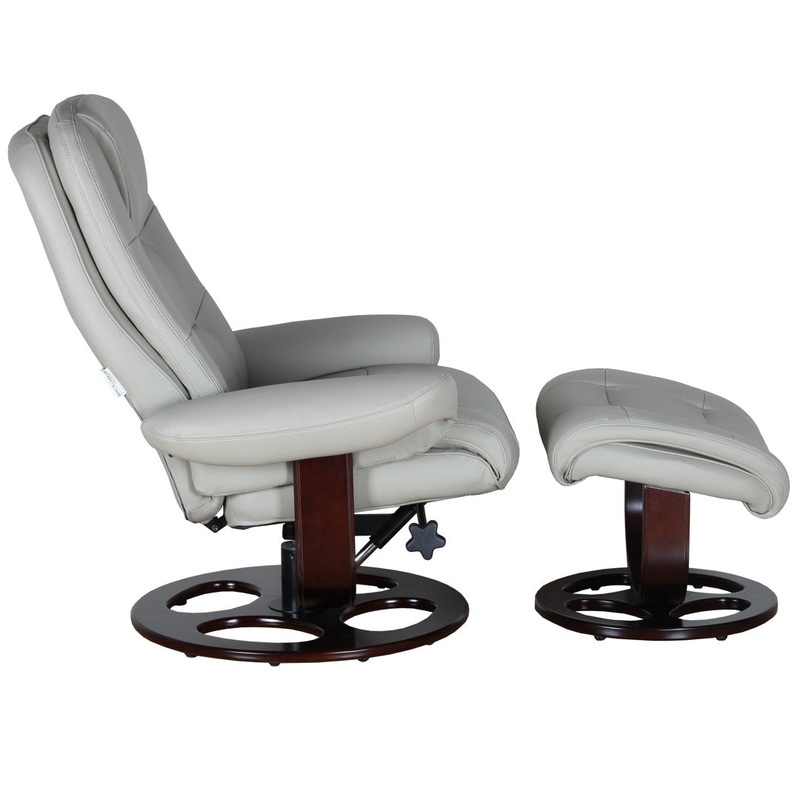Majeda Manual Swivel Recliner With Ottoman Hokku Designs Body Fabric: Roman Light Gray Leather Match