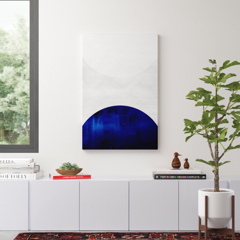 White and Cobalt by LEEMO – Wrapped Canvas Graphic Art Print George Oliver Size: 40″ H x 26″ W x 1.5″ D