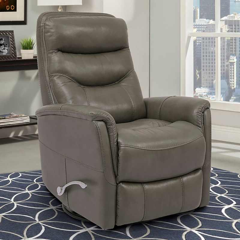 30″ Top Grain Leather Manual Swivel Glider Recliner with Flared Arms Red Barrel Studio Upholstery Color: Ice Genuine Leather