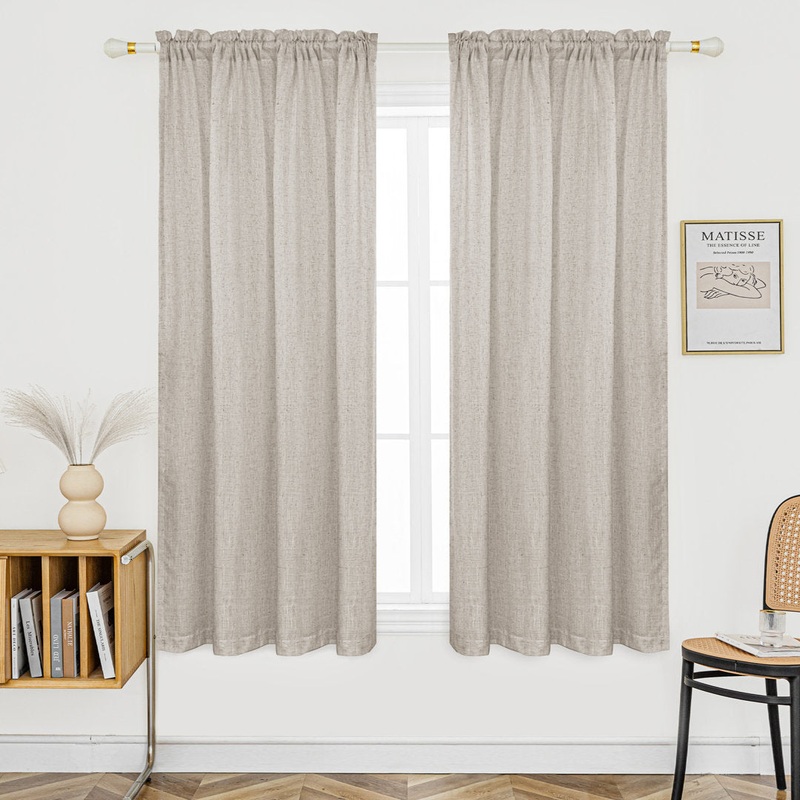 Jep Linen Blended Semi Sheer Rod Pocket Curtain Pair (Set of 2) Gracie Oaks Curtain Color: Linen Size per Panel: 52″ W x 72″ L