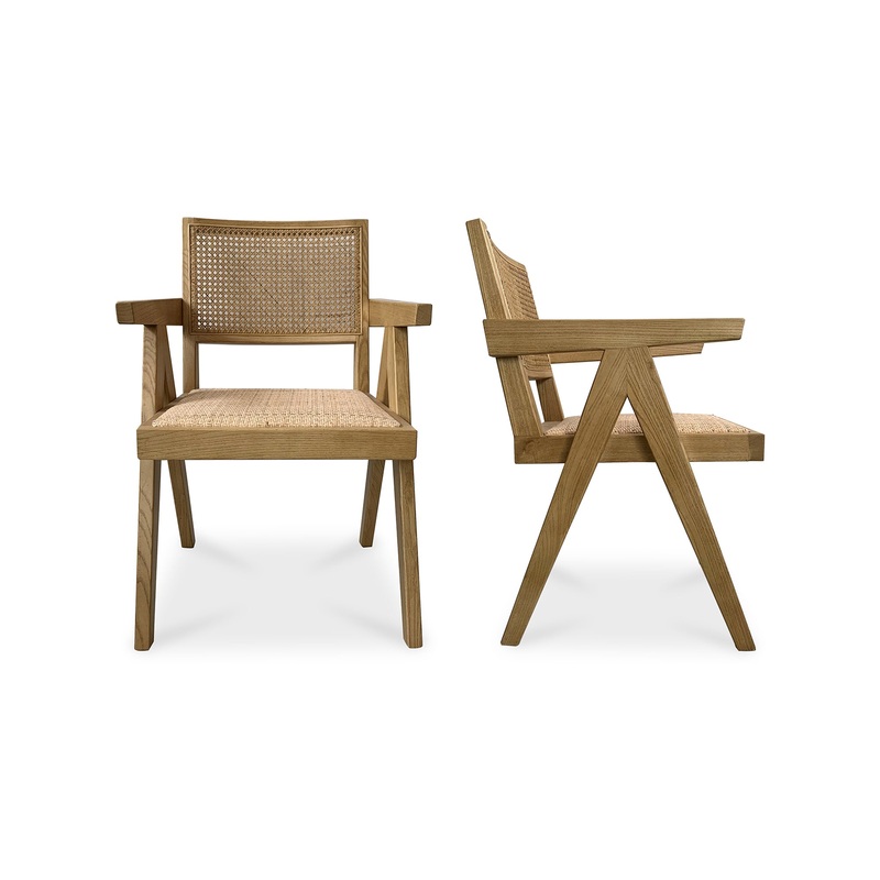 Serene Elm & Rattan Accented Dining Chair Duo