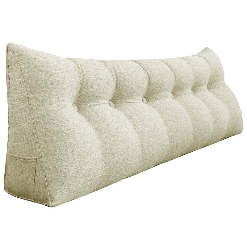 Sit-up Back Comfort Large Triangular Bolster Headboard Reading Wedge Pillow Versatile Bed Rest Positioning Support WOWMAX Color: Ivory Size: 20″H x 71″W
