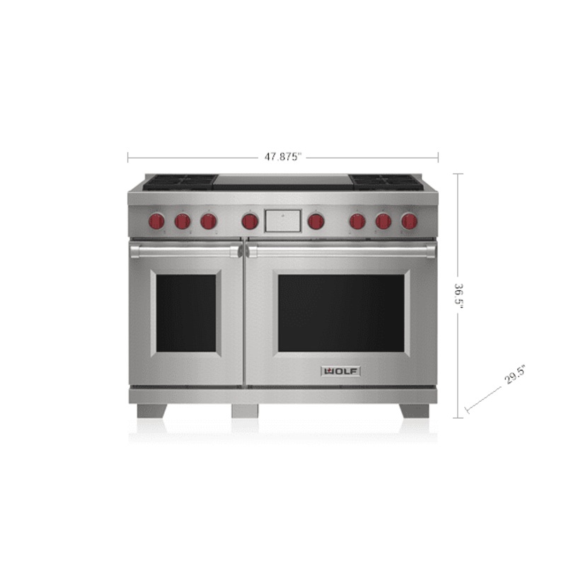 Wolf DF48450DGSP 48″ Dual Fuel Range – 4 Burners And Infrared Dual Griddle